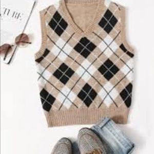 Shein v neck sweater vest tan